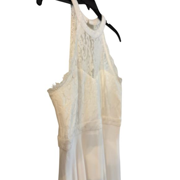 Lulus Dance All Evening White Lace Maxi Dress Halter Neckline Sleeveless Medium - Picture 5 of 10